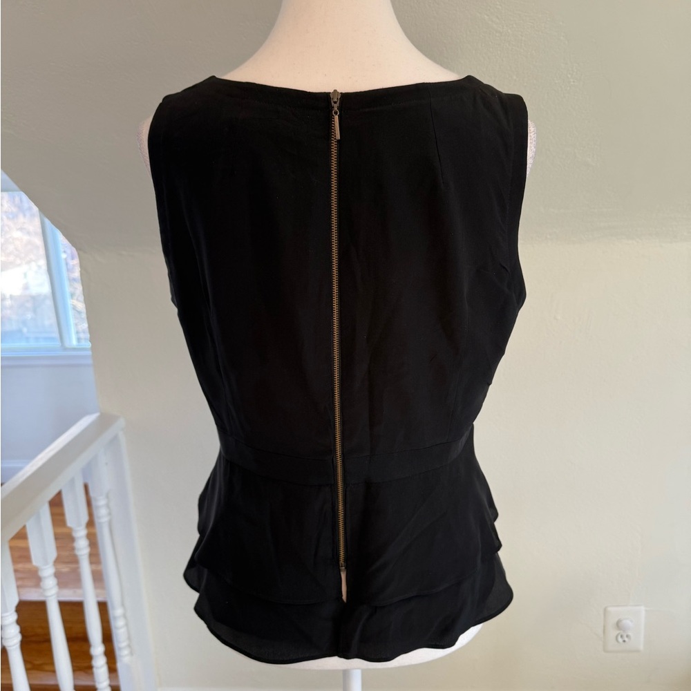 Nanette Lepore Black Sleeveless Peplum Ruffle Silk Top Size 10 - Picture 3 of 9